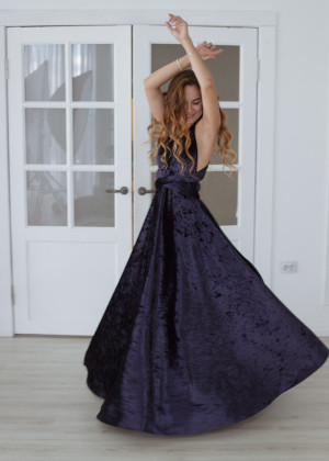 Navy Blue Velvet Infinity Bridesmaid Dress